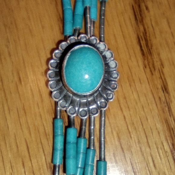 Turquoise ,sterling native American bracelet - Picture 2 of 16